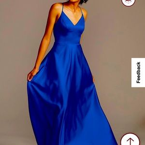 David’s Bridal Spaghetti Strap A-Line Satin dress, Size 8; Color Horizon.